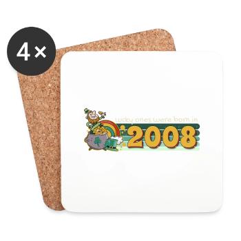 Lucky Ones Were Born in 2008 tee St. Patrick's - Coasters (set of 4) - white - Front