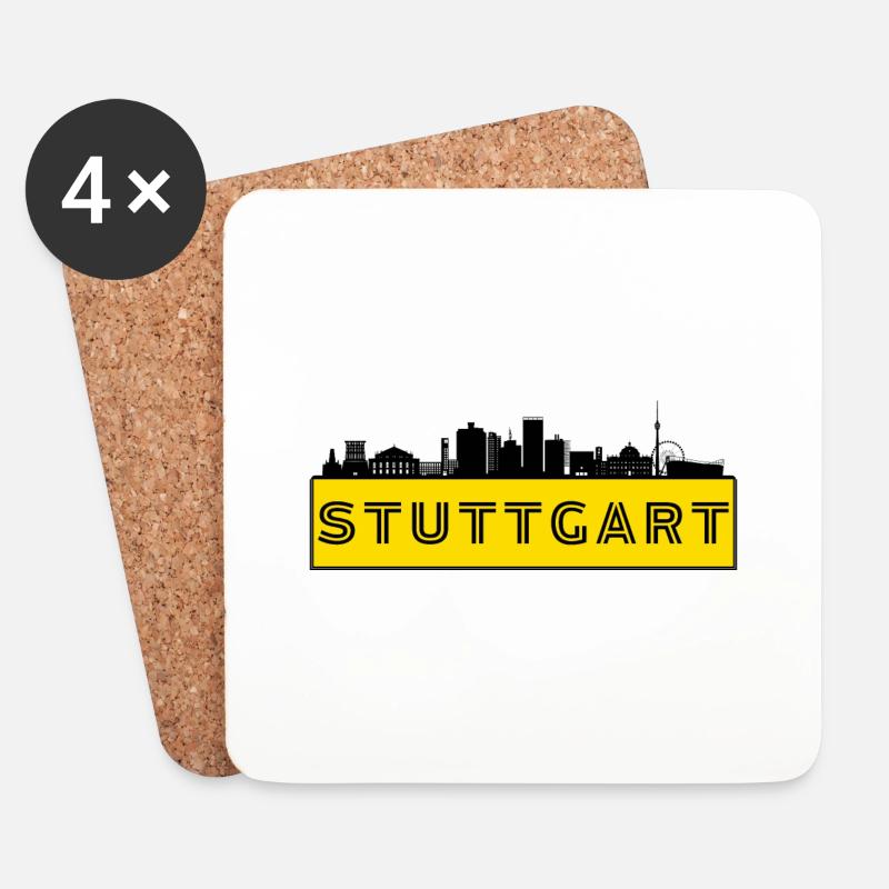 Stadt Stuttgart - Deutschland - Untersetzer (4er-Set) - Weiß