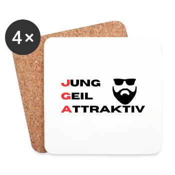 JGA Jung Geil Attraktiv Gesicht - Untersetzer (4er-Set) - Weiß - Vorne
