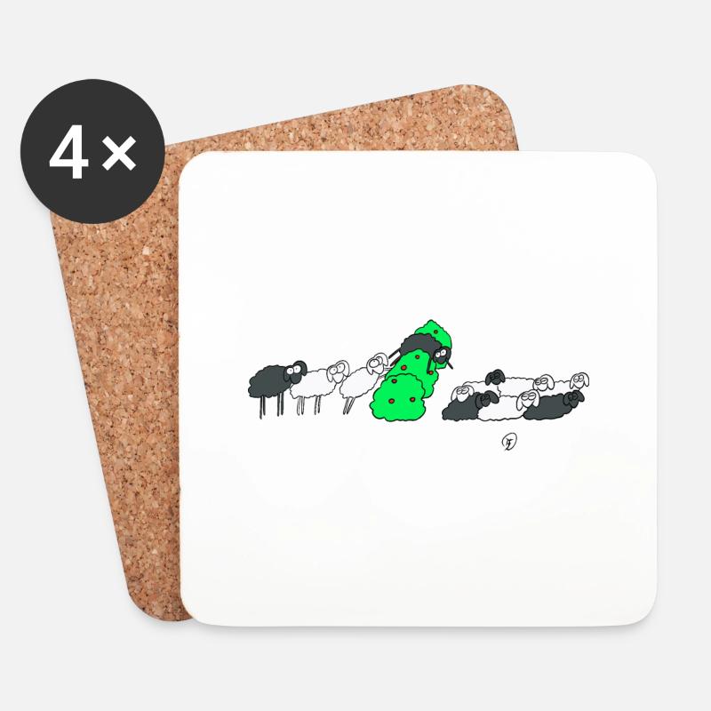 Schwarzes Schaf auf der Hecke - Untersetzer (4er-Set) - Weiß