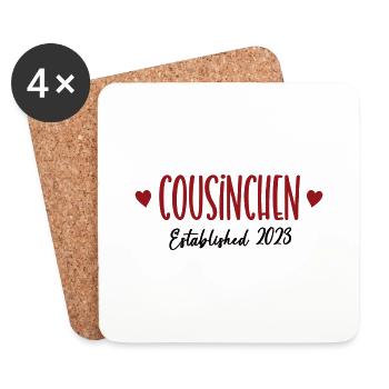 Cousinchen 2023 Schwangerschaft Verkünden Cousine - Untersetzer (4er-Set) - Weiß - Vorne