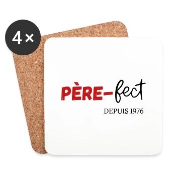 Père fect Depuis 1976 - Dessous de verre (lot de 4) - blanc - Devant
