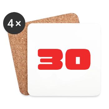 30. 30 ANS. 30e ANNIVERSAIRE. ANNIVERSAIRE 30 ANS. - Dessous de verre (lot de 4) - blanc - Devant