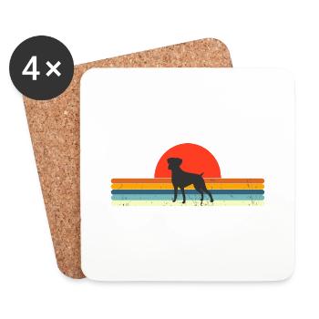 Vintage Hund Retro Sonnenuntergang - Untersetzer (4er-Set) - Weiß - Vorne