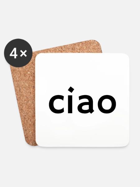 Ciao – Klassisches italienisches Grußdesign - Untersetzer (4er-Set) - Weiß