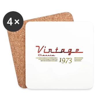 50th Birthday vintage retro Born in 1973 Birthday - Coasters (set of 4) - white - Front