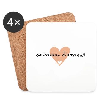 Maman d’amour- idée cadeau maman - Dessous de verre (lot de 4) - blanc - Devant