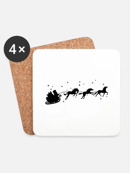 Santa and horses - Untersetzer (4er-Set) - Weiß