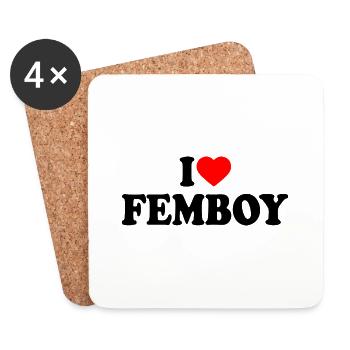 I love femboy - Untersetzer (4er-Set) - Weiß - Vorne