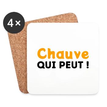 Chauve qui peut ! - Dessous de verre (lot de 4) - blanc - Devant