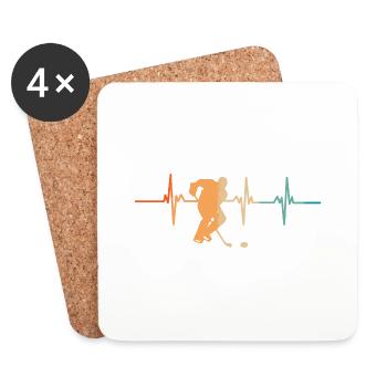Hockey heartbeat - Coasters (set of 4) - white - Front
