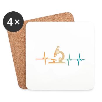 Battement de cœur microscope - Dessous de verre (lot de 4) - blanc - Devant
