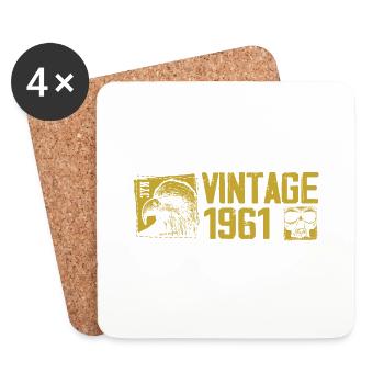 Jahrgang 1961 Retro Jubiläum Geschenk 1961 - Untersetzer (4er-Set) - Weiß - Vorne