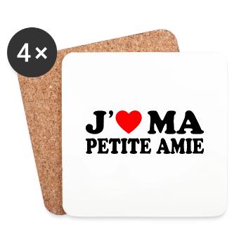 J'aime Ma Petite Amie Cadeau Amour Pour Amoureux - Dessous de verre (lot de 4) - blanc - Devant