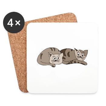 Katzen - Untersetzer (4er-Set) - Weiß - Vorne