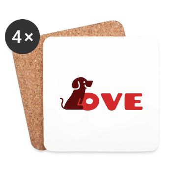 L’amour des chiens - Dessous de verre (lot de 4) - blanc - Devant