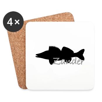 Sandre en noir avec lettrage gris - Dessous de verre (lot de 4) - blanc - Devant