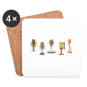 microphone rétro vintage - Dessous de verre (lot de 4) - blanc - Devant