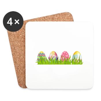 Colorful easter eggs in a meadow - Coasters (set of 4) - white - Front