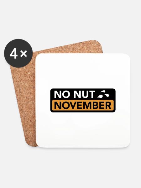 No Nut November - Untersetzer (4er-Set) - Weiß