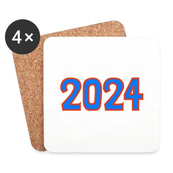 2024.Happy New Year. NEW YEAR'S EVE. NEW YEAR. - Coasters (set of 4) - white - Front