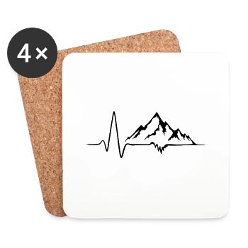 Mountains heartbeat - Coasters (set of 4) - white - Front