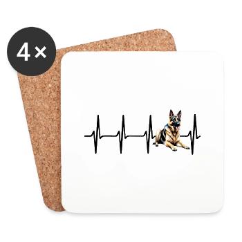 Heartbeat German Shepherd - Coasters (set of 4) - white - Front