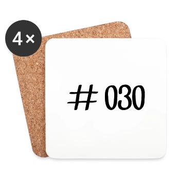 #030 - Hashtag 030 - Vorwahl - Berlin - Hauptstadt - Untersetzer (4er-Set) - Weiß - Vorne