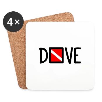 Dive Diver Down Flag Scuba Diving Taucher Tauchen - Coasters (set of 4) - white - Front