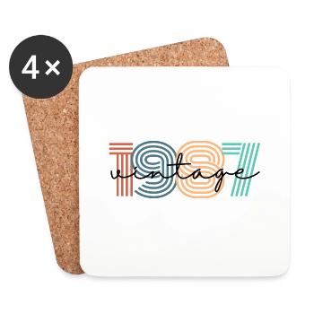 1987 Vintage Retro - Untersetzer (4er-Set) - Weiß - Vorne
