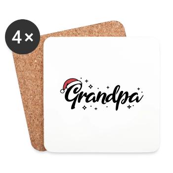 Weihnachtsmütze Grandpa Opa - Untersetzer (4er-Set) - Weiß - Vorne