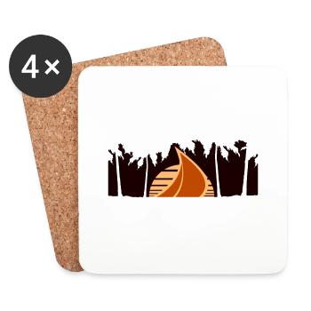 Navire Soleil Palmiers Mers du Sud Soir Coucher de soleil - Dessous de verre (lot de 4) - blanc - Devant