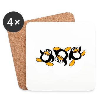 Three Breakdance Penguins Dancing Party Fun Music - Coasters (set of 4) - white - Front