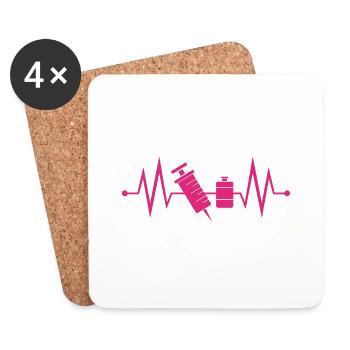 Krankenschwester - Krankenschwester - Herzschlag - Untersetzer (4er-Set) - Weiß - Vorne