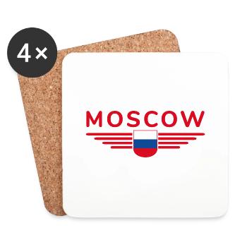 Moskau T-Shirt – Metropole der Eleganz - Untersetzer (4er-Set) - Weiß - Vorne