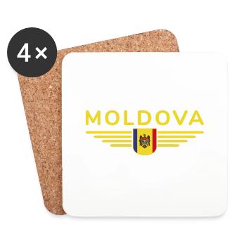 Moldau T-Shirt – Stolz auf Moldawien - Untersetzer (4er-Set) - Weiß - Vorne