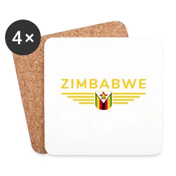 Simbabwe T-Shirt für Afrika-Fans - Untersetzer (4er-Set) - Weiß - Vorne