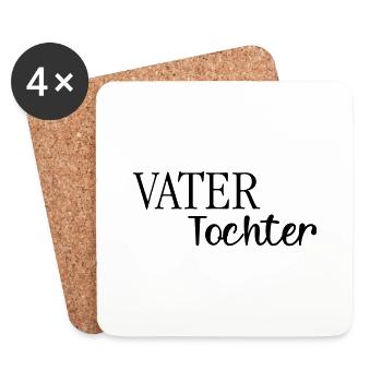 Papa Papa Père Fille Fils Fête des Pères Chemise Homme - Dessous de verre (lot de 4) - blanc - Devant