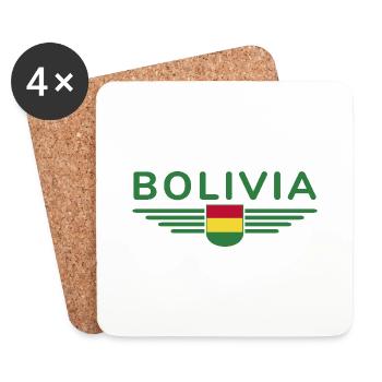 J’aime la Bolivie, T-shirt design de style élégance - Dessous de verre (lot de 4) - blanc - Devant