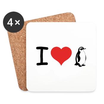 I love Penguins - Pet Design - Untersetzer (4er-Set) - Weiß - Vorne