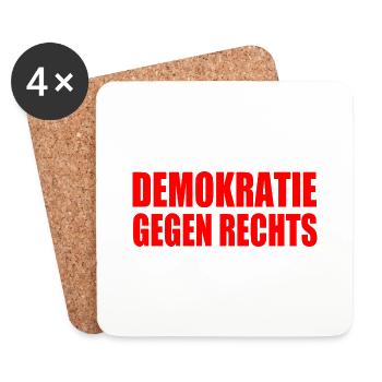 demokratie gegen rechts - Untersetzer (4er-Set) - Weiß - Vorne