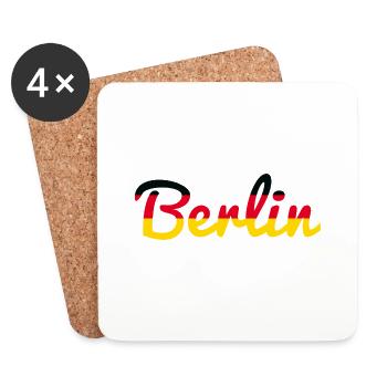 Berlin Germany Fan Flag Design T Shirt - Coasters (set of 4) - white - Front