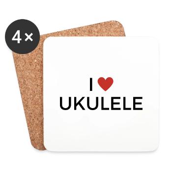 Ich liebe Ukulele - I love Ukulele - Untersetzer (4er-Set) - Weiß - Vorne
