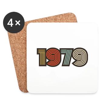 1979 rétro vintage - Dessous de verre (lot de 4) - blanc - Devant