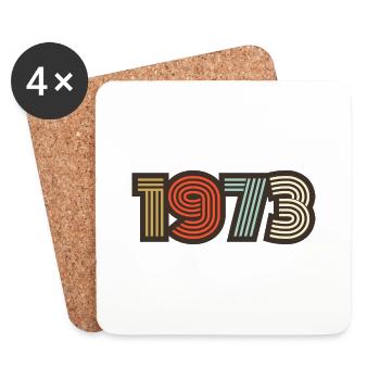 1973 rétro vintage - Dessous de verre (lot de 4) - blanc - Devant