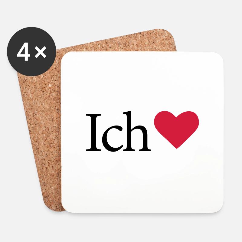 I Love - Untersetzer (4er-Set) - Weiß