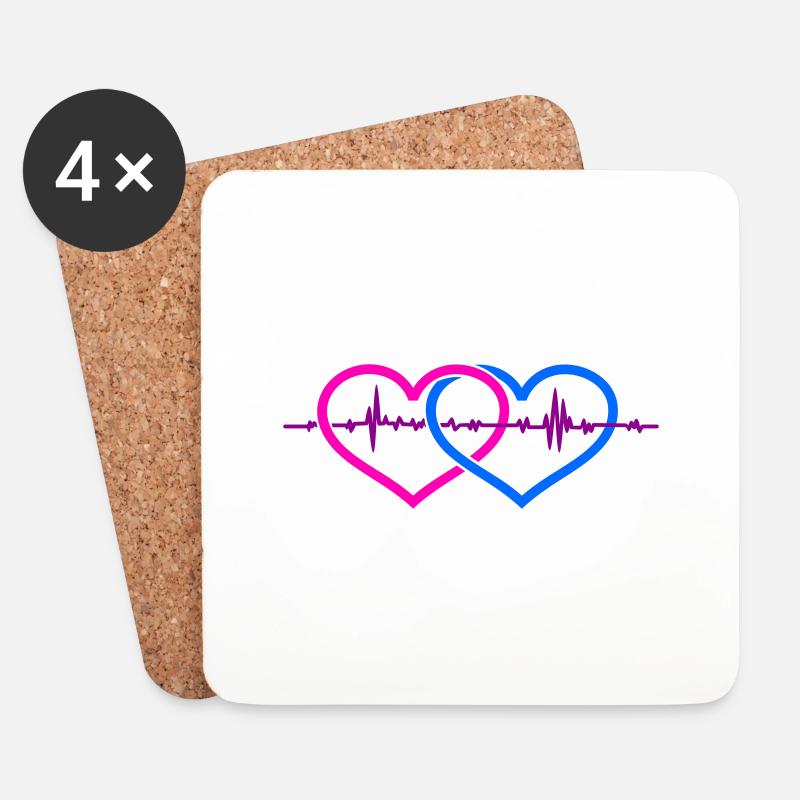 Zwei Herzen ein Herzschlag / two hearts one beat ( - Untersetzer (4er-Set) - Weiß