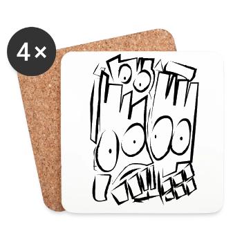 Fractured Faces - Brut Art - Coasters (set of 4) - white - Front