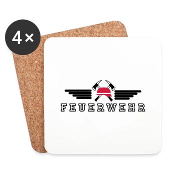 Feuerwehr Wings Hat Axe - Untersetzer (4er-Set) - Weiß - Vorne