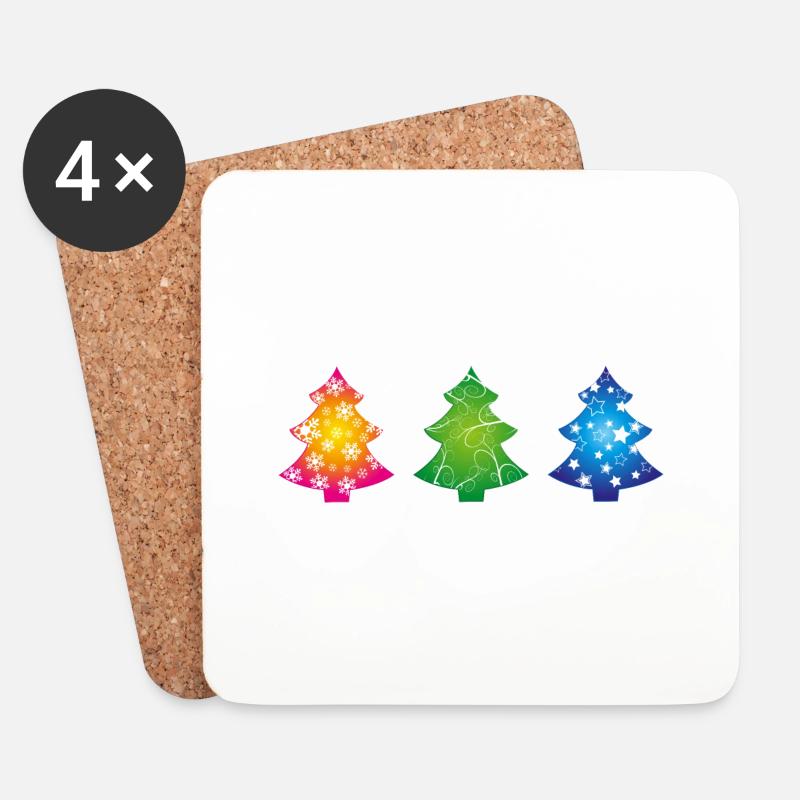 Weihnachtsbäume - Untersetzer (4er-Set) - Weiß
